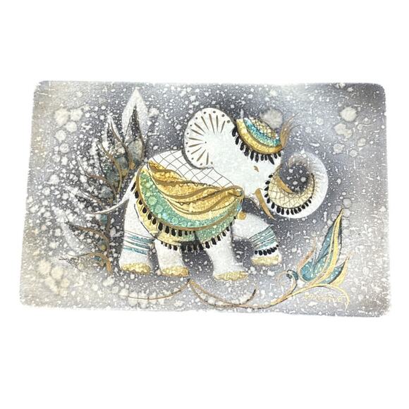 VTG Sascha Brastoff Porcelain Trinket Box Hand Painted Numbered MCM Elephant - Picture 1 of 9